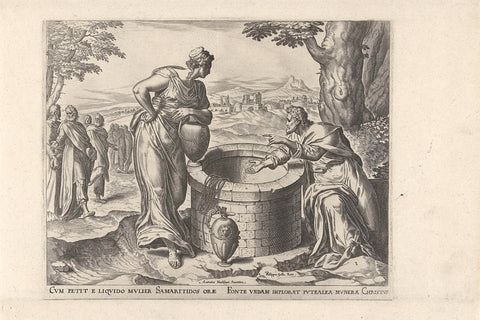 Christ and the Samaritan Woman at the Well, Philip Galle, c. 1577 - c. 1579 Canvas Print