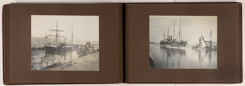 Ship sails through the Suez Canal at a dredger and quay, C. & G. Zangaki (attributed to), c. 1880 - c. 1900 Canvas Print