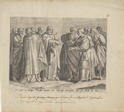 Christ in debate with the Pharisees over the tax to the emperor, Hans Collaert (I) (attributed to), 1585 Canvas Print