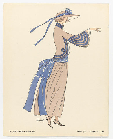 Gazette du Bon Ton, 1922, No. 3, Sketch No. XXI (21), David sisters, 1922 Canvas Print