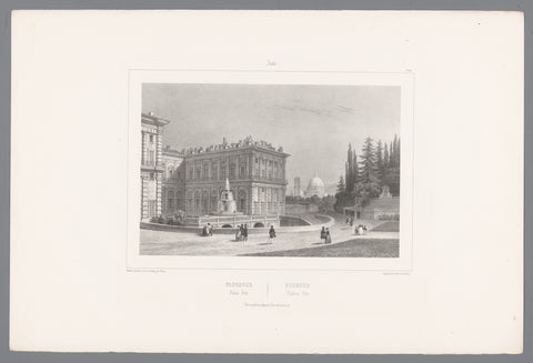 Zicht op het Palazzo Pitti tee Florence, Isodore-Laurent Deroy, 1843 Canvas Print