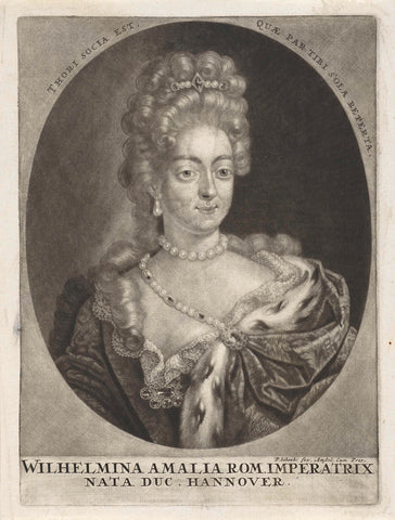 Portrait of Amalia Wilhelmina van Brunswijk-Lüneburg, Pieter Schenk (I), 1699- 1713 Canvas Print