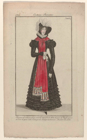 Journal des Dames et des Modes, Costume Parisien, 25 November 1822, (2112): Chapeau de velours (...), anonymous, 1822 Canvas Print