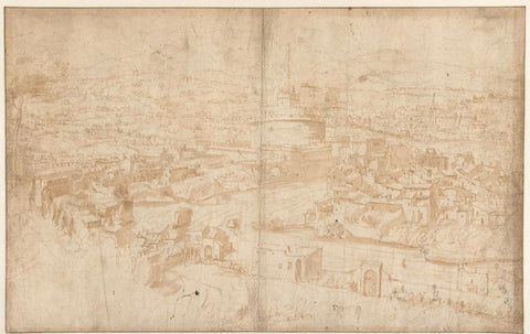 View of the Tiber and the Castel Sant' Angelo, Antoni van den Wijngaerde, 1510 Canvas Print