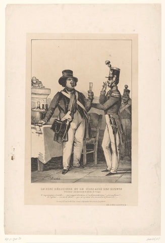 Officer reprimands drinking soldier without uniform, Nicolas Toussaint Charlet, c. 1840 Canvas Print