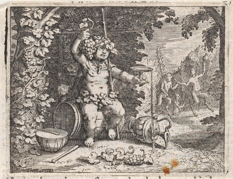 Bacchus as god of wine, Pieter Serwouters, 1616 - 1657 Canvas Print