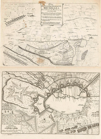 Map of the bombardment of Brussels by the French, 1695, Harmanus van Loon, 1695 Canvas Print