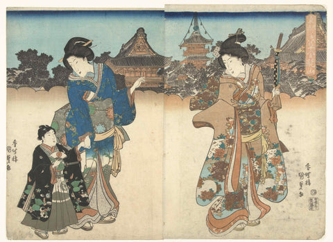 Kinryuzan in Asakusa in the Eastern capital, Kunisada (I) , Utagawa, 1830 - 1835 Canvas Print