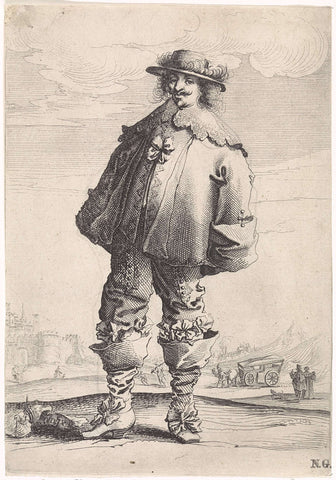 Staande man in kostuum, Pieter Nolpe, 1623 - 1653 Canvas Print