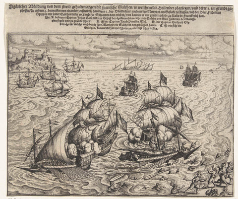 Battle of spinola's six Spanish galleys, 1602, anonymous, 1602 - 1604 Canvas Print