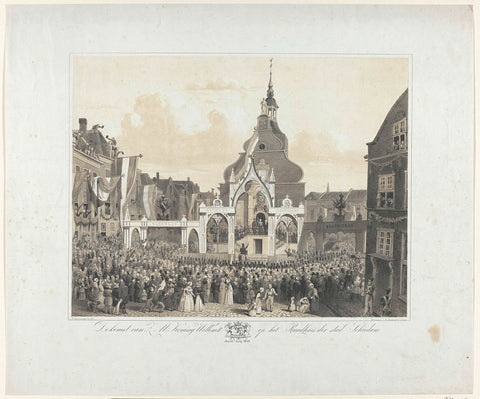 The arrival of Z.M. King William II at the Town Hall of Schiedam den 31 Julij 1846, Nicolaas Barnouw, 1846 Canvas Print