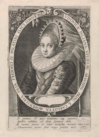 Portrait of Louise Juliana, Princess of Orange, Crispijn van de Passe (I), c. 1593 Canvas Print