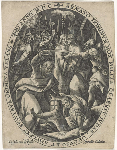 Judaskus en arrestatie van Christus, Crispijn van de Passe (I), 1600 Canvas Print