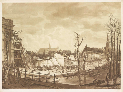 The Rapenburg in Leiden after the disaster, 1807, Ludwig Gottlieb Portman, 1807 Canvas Print