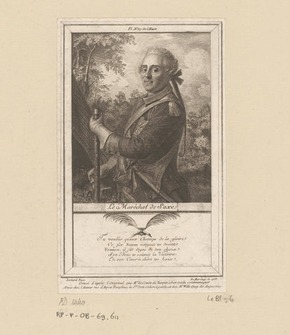 Portrait of Maurice of Saxony, Antoine de Marcenay de Ghuy, 1766 Canvas Print