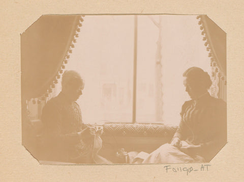 Two women in front of a window in the canal house at Herengracht 258, Amsterdam, left Lucia Wilhelmina Piek-Jolles, right Cato Piek, Johanna Margaretha Piek (attributed to), 1889 - 1893 Canvas Print