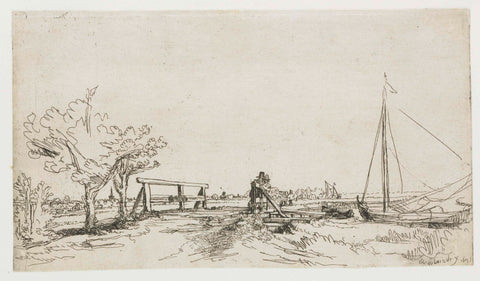 The bridge at Klein Kostverloren on the Amstel, Rembrandt van Rijn, 1645 Canvas Print