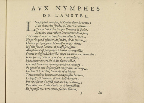 French poem on the Nymphs of the Amstel, page 1, Crispijn van de Passe (II), 1640 Canvas Print