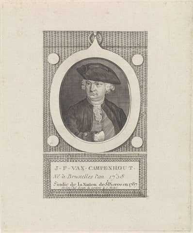 Portret van J.F. van Campenhout, J.F. De La Rue, 1787 Canvas Print