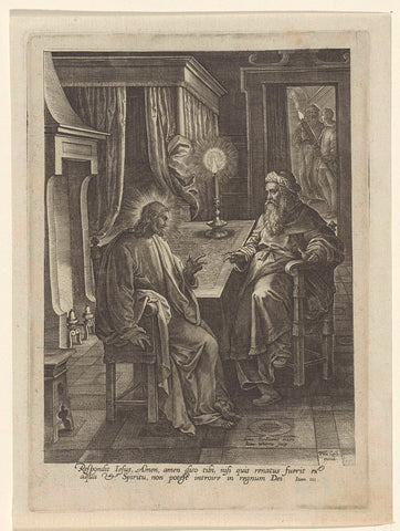 Interview with Nikodemus, Johannes Wierix, 1549 - before 1612 Canvas Print