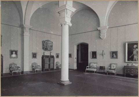 Room with paintings, cupboards, chairs and a passage in the middle, 1947 Canvas Print