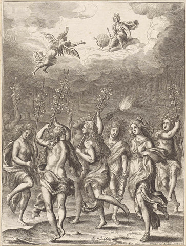 Queen Amata and her daughter Lavinia dancing with the bacchantes, Wenceslaus Hollar, 1654 Canvas Print