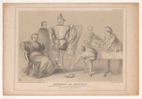 Cartoon with Prime Minister Robert Peel and Joseph Hume, John Doyle, 1845 Canvas Print