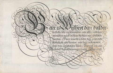 Writing example: Beter is Wijsheyt (...), Simon Frisius, 1605 Canvas Print