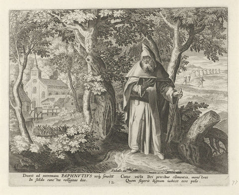 Paphnutius as a hermit, Johann Sadeler (I), 1583 - 1588 Canvas Print