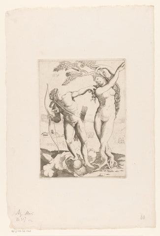 Apollo en Daphne, Agostino Veneziano, 1518 Canvas Print