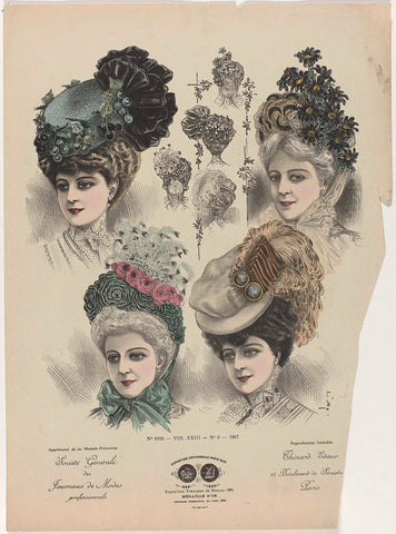 Supplément de la Modiste Française, Société Générale des Journals de Modes professionnels 1907, No. 9105, Vol. XXIII, No. 6, Cléo, 1907 Canvas Print