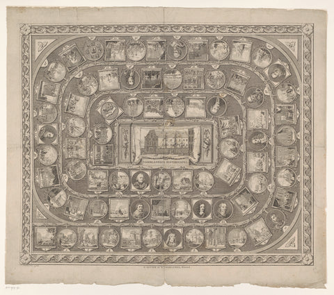 Goose board with events and portraits of important persons from dutch history, Johannes Christiaan Bendorp, 1787 Canvas Print