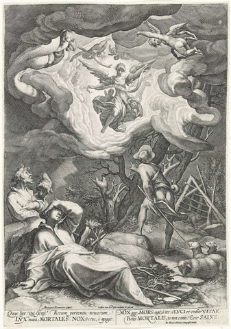 Proclamation to the Shepherds, Crispijn van de Passe (I), 1574 - 1637 Canvas Print