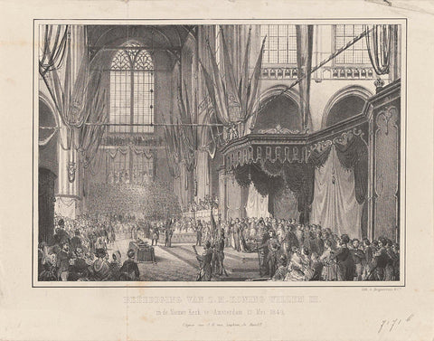 Swearing-in of Z.M. King William III. in the Nieuwe Kerk in Amsterdam 12 May 1849, anonymous, 1849 Canvas Print