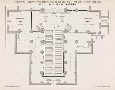 Map of the Nieuwe Kerk at the inauguration of King Willem II, 1840, Gebroeders van Lier, 1840 Canvas Print