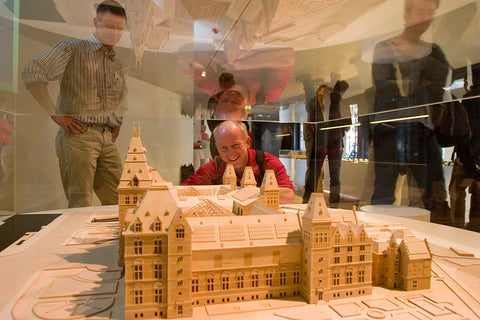 Visitors in information centre at rijksmuseum model, 2005 Canvas Print