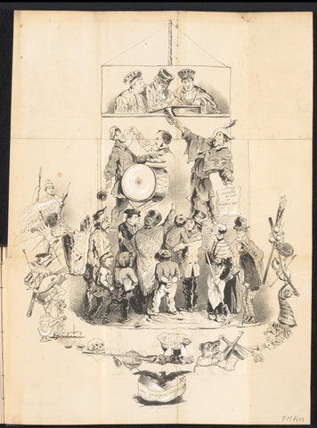 Cartoon in Amsterdam student almanac, 1854, anonymous, 1854 Canvas Print