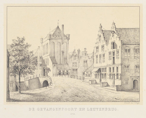 Gevangenenpoort en Leuvenbrug in Dordrecht, Carel Frederik Bendorp (II), 1872 Canvas Print