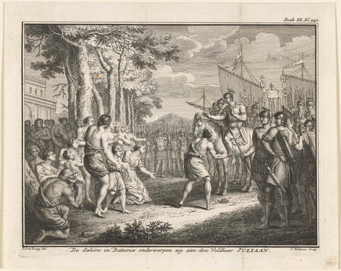 Salische Franken submits to Julianus, 358, Jacob Folkema, 1747 - 1759 Canvas Print