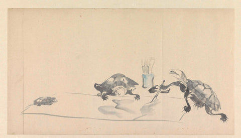 Painting Turtles, Onishi Chinnen, 1810 - 1850 Canvas Print