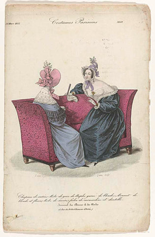 Journal des Dames et des Modes, 31 mars 1835 , No. 3259 : Chapeau de satin (...), Gatine, 1835 Canvas Print