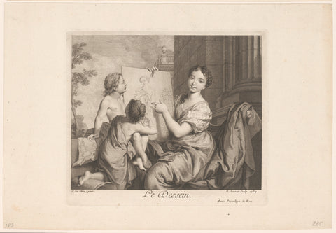 Allegory on the art of drawing, Edme Jeaurat, 1734 Canvas Print