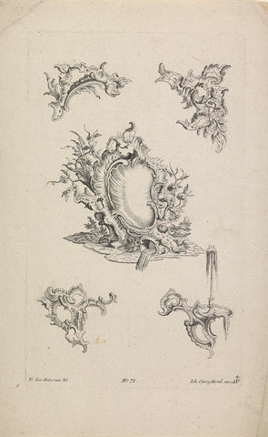 Cartouche with water, anonymous, 1731 - 1775 Canvas Print