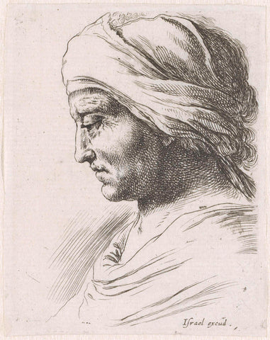 Head of an old woman, in profile to the left, Stefano della Bella, 1620 - 1664 Canvas Print