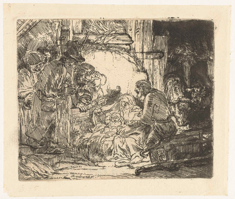 The adoration of the shepherds: with the lamp, Rembrandt van Rijn, 1850 - 1906 Canvas Print