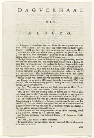 News item about the situation in Elburg, 1786, anonymous, 1786 Canvas Print