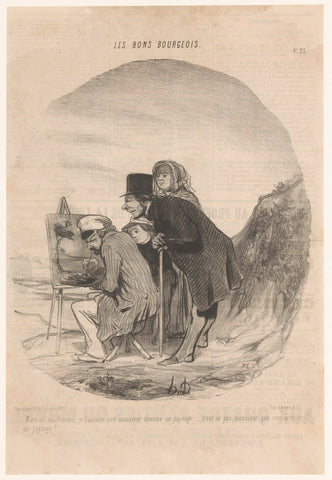 Family watches with painter in the open air, Honoré Daumier, 1846 Canvas Print