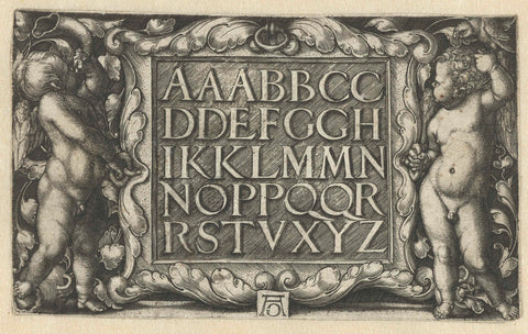 Cartouche with the alphabet, Heinrich Aldegrev