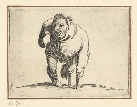 Dwarf with stool and leg rest, Jacques Callot, 1621 - 1625 Canvas Print