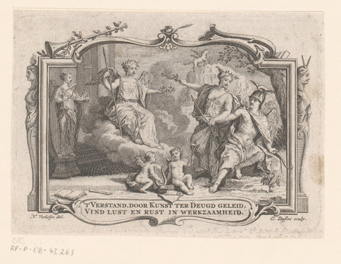 Allegorical performance with Pegasus, Claude Duflos, 1735 Canvas Print